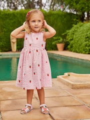 JoJo Maman Bébé Fresa de Niña Vestido Gingham bordado - Imagen 5 de 9