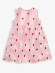 JoJo Maman Bébé Fresa de Niña Vestido Gingham bordado - Imagen 8 de 9