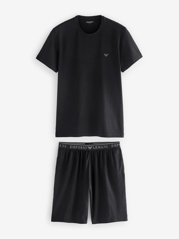 Emporio Armani Logo Waistband Short Pyjama Set - Image 1 of 6 Emporio Armani Logo Waistband Short Pyjama Set - Image 1 of 6