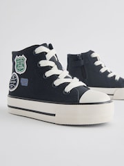 Navy Varsity Badge High Top Trainers - Image 1 of 5