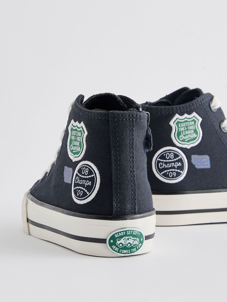 Navy Varsity Badge High Top Trainers - Image 3 of 5