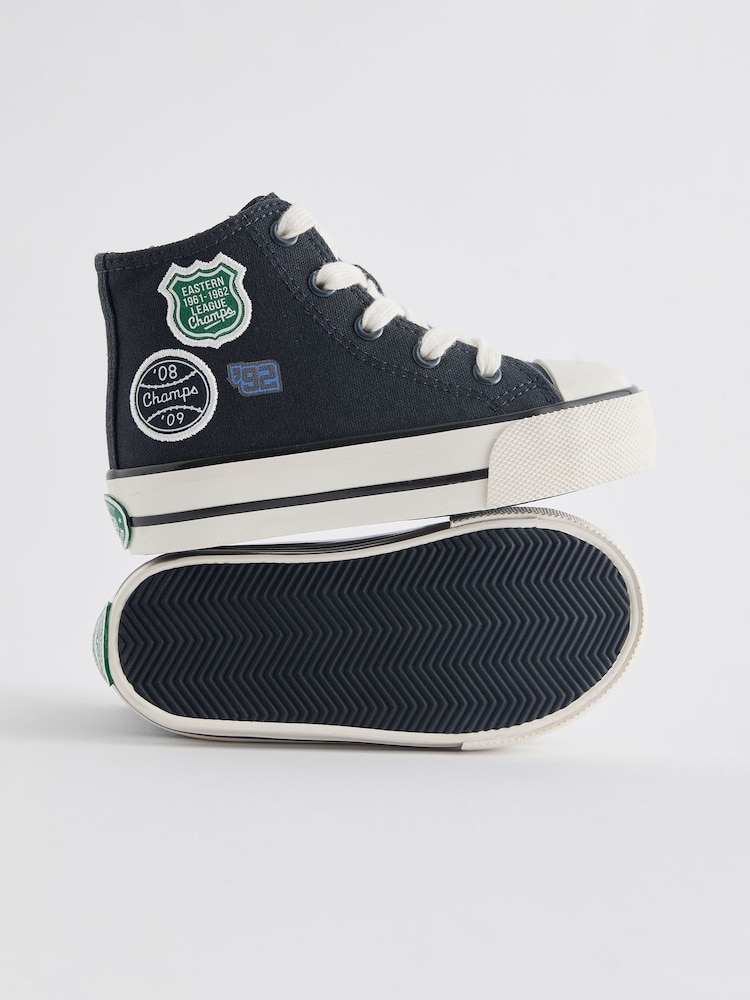 Navy Varsity Badge High Top Trainers - Image 4 of 5