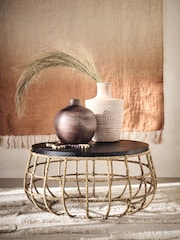 French Connection Mango Wood and Jute Chamak Coffee Table - Image 1 of 4