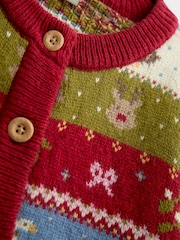 JoJo Maman Bébé Ivory Multi Character Fairisle Cardigan - Image 3 of 4