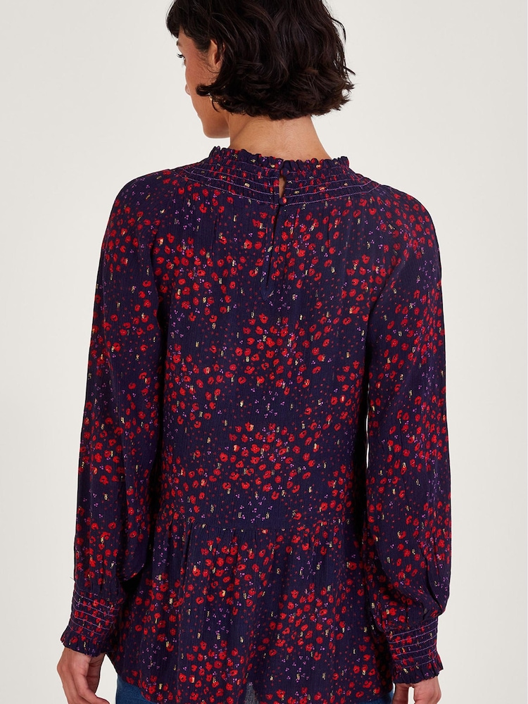 Monsoon Blue Metallic Spot Top - Image 2 of 5