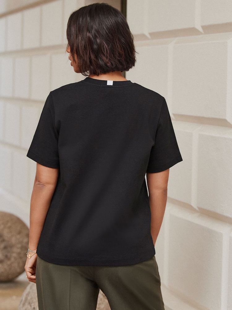 Noir - T-shirt Manche courte Col ras du cou lourd - Image 3 of 6