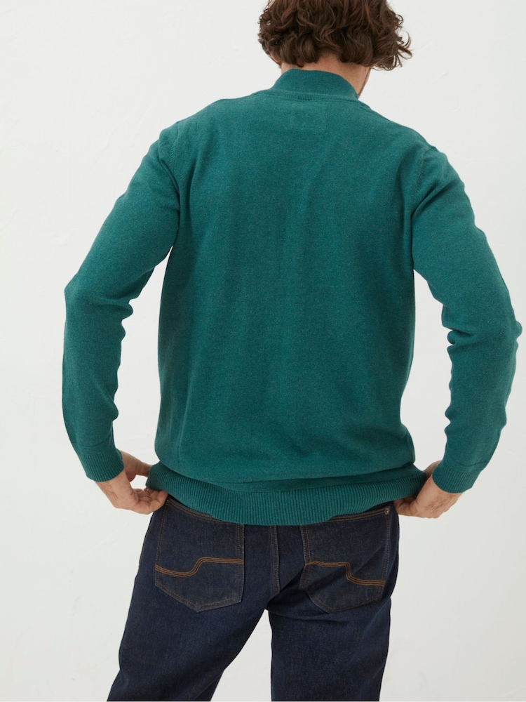 FatFace Green Braunton Half Zip Jumper - Image 2 of 5 FatFace Green Braunton Half Zip Jumper - Image 2 of 5
