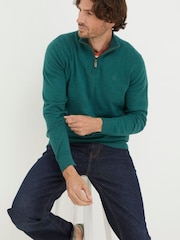 FatFace Green Braunton Half Zip Jumper - Image 3 of 5
