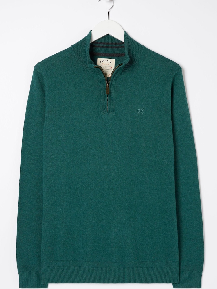 FatFace Green Braunton Half Zip Jumper - Image 5 of 5