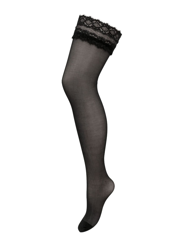 Pour Moi Black Dark Romance Eyelash 15 Denier Stocking Lace Top - Image 4 of 4