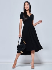 Jolie Moi Black Lenora Fit & Flare Midi Dress - Image 1 of 5