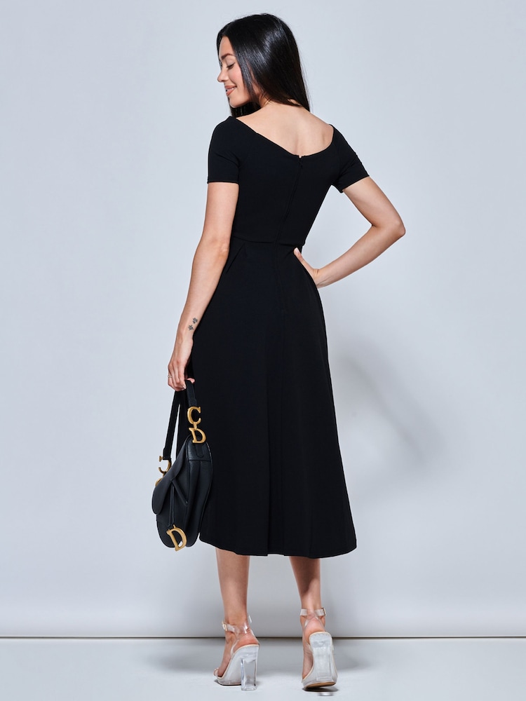 Jolie Moi Black Lenora Fit & Flare Midi Dress - Image 2 of 5