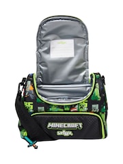 Smiggle Black/Green Minecraft Double Decker Lunchbox with Strap - Image 2 of 4