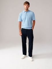 White/Light Blue Regular Fit Knitted Polo Shirts 2 Pack - Image 4 of 6