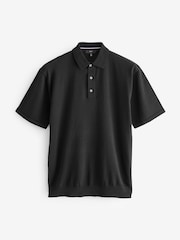 Black/Navy Blue Regular Fit Knitted Polo Shirts 2 Pack - Image 10 of 12