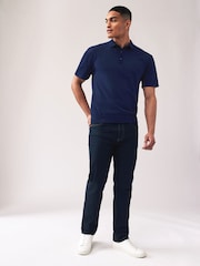 Black/Navy Blue Regular Fit Knitted Polo Shirts 2 Pack - Image 4 of 12