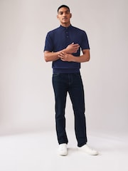 Black/Navy Blue Regular Fit Knitted Polo Shirts 2 Pack - Image 5 of 12