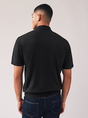 Black/Navy Blue Regular Fit Knitted Polo Shirts 2 Pack - Image 7 of 12