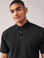 Black/Navy Blue Regular Fit Knitted Polo Shirts 2 Pack - Image 8 of 12