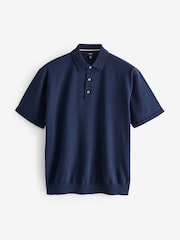 Black/Navy Blue Regular Fit Knitted Polo Shirts 2 Pack - Image 9 of 12