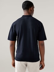 Neutral/Navy Blue Regular Fit Knitted Polo Shirts 2 Pack - Image 4 of 7
