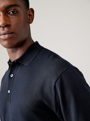 Neutral/Navy Blue Regular Fit Knitted Polo Shirts 2 Pack - Image 7 of 7