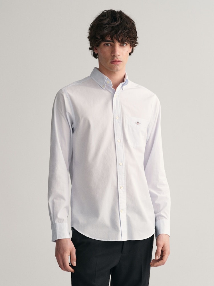 GANT Light Blue GANT Regular Fit Poplin Banker 100% Cotton Shirt - Image 1 of 5
