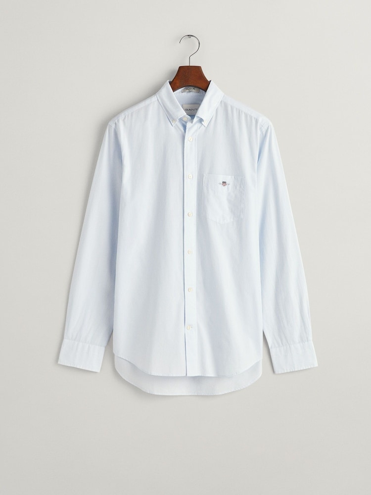 GANT Light Blue GANT Regular Fit Poplin Banker 100% Cotton Shirt - Image 5 of 5