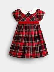 JoJo Maman Bébé Burgundy Red Tartan Puff Sleeve Dress - Image 1 of 4