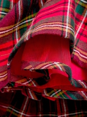 JoJo Maman Bébé Burgundy Red Tartan Puff Sleeve Dress - Image 3 of 4