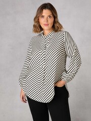 Live Unlimited Curve Stripe Curved Hem White Shirt - Image 1 of 4