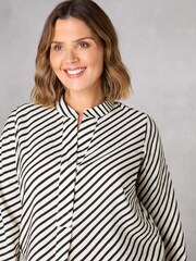 Live Unlimited Curve Stripe Curved Hem White Shirt - Image 3 of 4