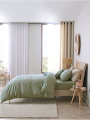 Green Collection Luxe 200 Thread Count 100% Egyptian Cotton Percale Luxury Duvet Cover And Pillowcase Set - Image 2 of 5
