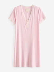 Laura Ashley Pink Modal Lace Trim Nightie - Image 6 of 6
