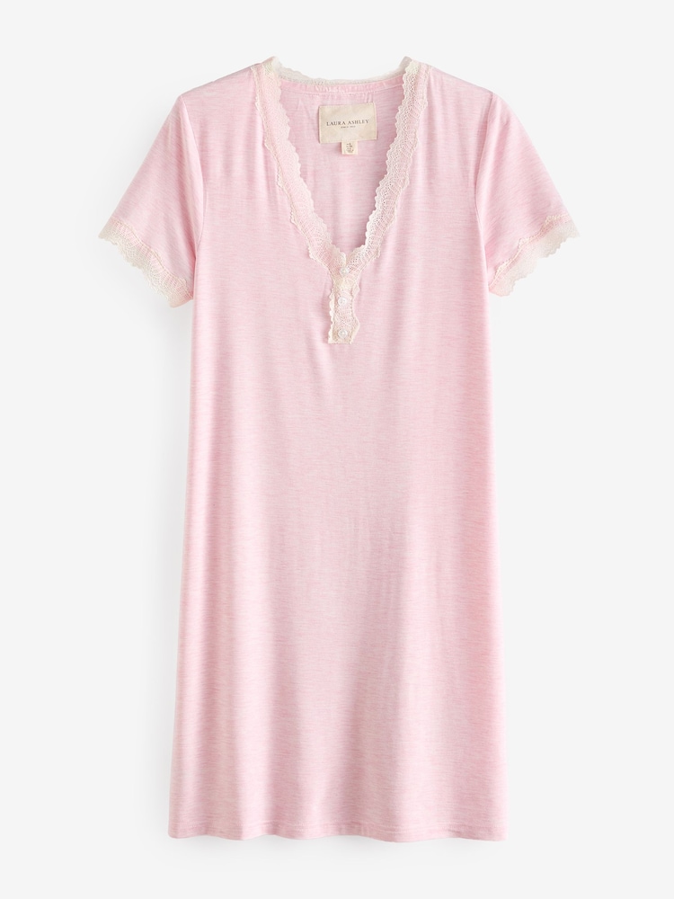 Laura Ashley Pink Modal Lace Trim Nightie - Image 6 of 6