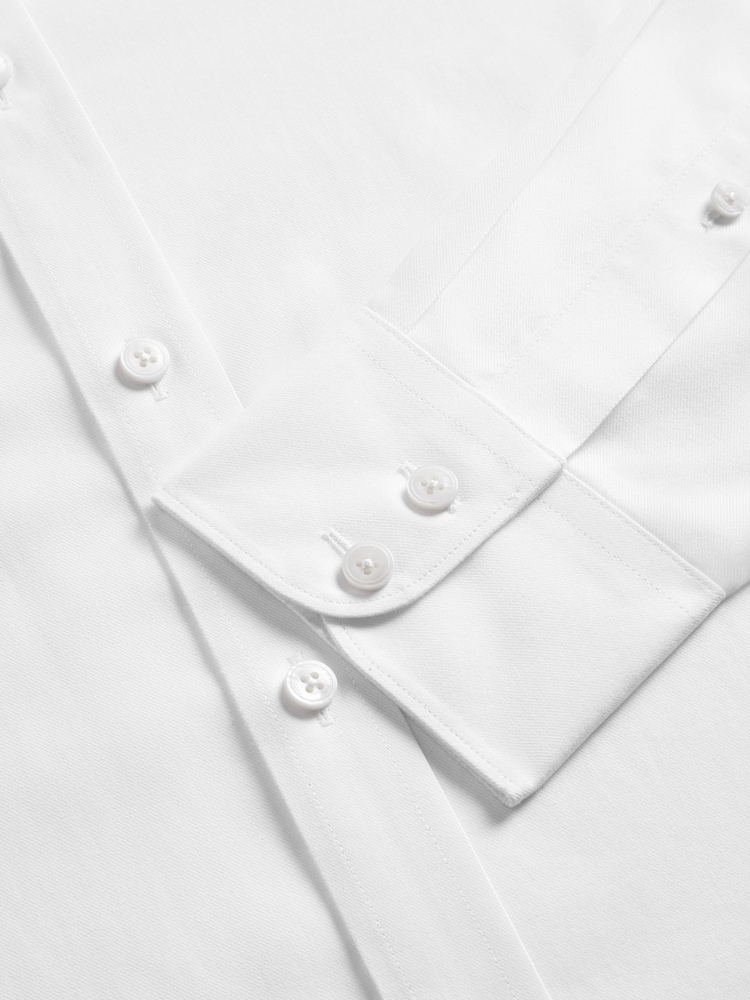 TM Lewin White Slim Fit Non-Iron Regular Plain Twill Single Cuff Shirt - Image 8 of 8