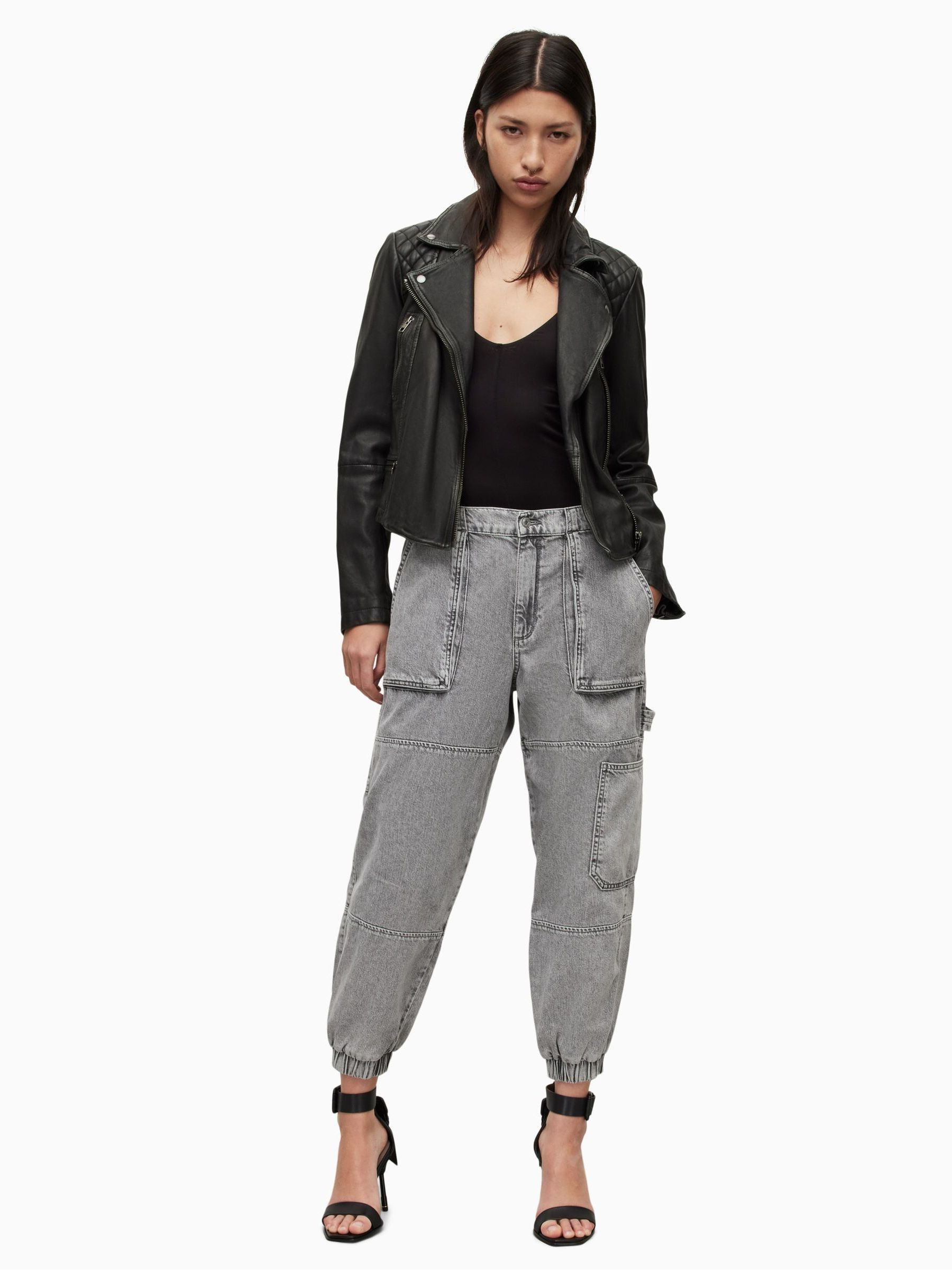 AllSaints Cargo Biker レザージャケット AllSaints Cargo Leather Biker Jacket | Saks Fifth Avenue