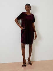 FatFace Purple Simone Velvet Dress - Image 1 of 6
