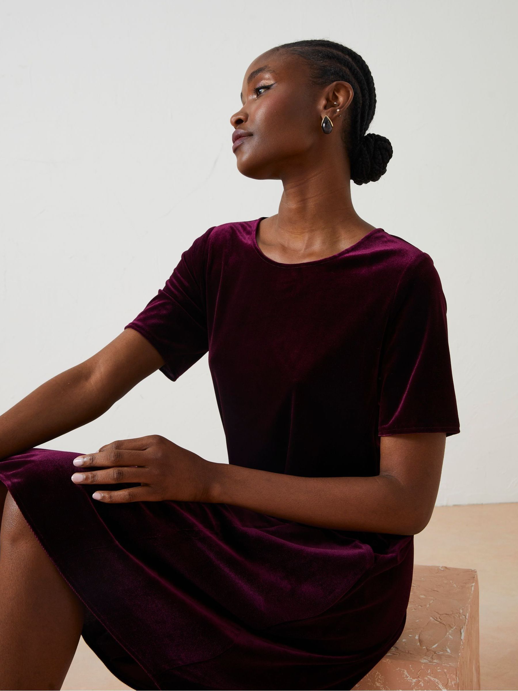 Buy FatFace Purple Simone Velvet Dress from Next Luxembourg