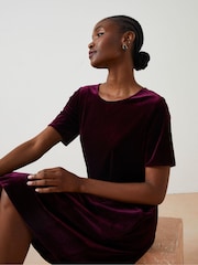 FatFace Purple Simone Velvet Dress - Image 3 of 6