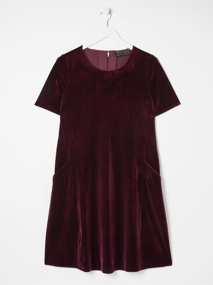 FatFace Purple Simone Velvet Dress - Image 6 of 6