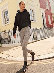 Neutral Check Ponte Zip Detail Leggings - Image 1 of 6