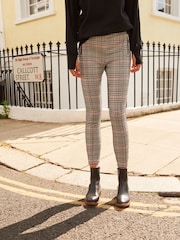 Neutral Check Ponte Zip Detail Leggings - Image 2 of 6
