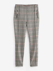 Neutral Check Ponte Zip Detail Leggings - Image 5 of 6