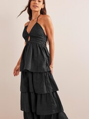 Boden Black Ruched Bodice Rara Maxi Dress - Image 3 of 6