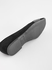 Black Forever Comfort® Leather Square Toe Bow Ballerinas - Image 4 of 6