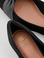 Black Forever Comfort® Leather Square Toe Bow Ballerinas - Image 6 of 6