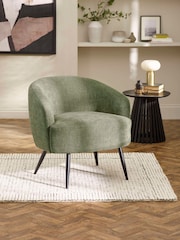 Julian Bowen Olive Green Dahlia Linen Upholstered Accent Chair - Image 1 of 9