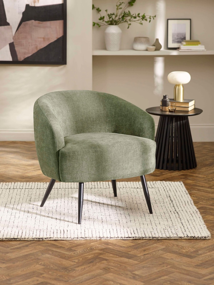 Julian Bowen Olive Green Dahlia Linen Upholstered Accent Chair - Image 1 of 9 Julian Bowen Olive Green Dahlia Linen Upholstered Accent Chair - Image 1 of 9