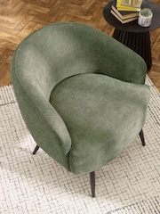 Julian Bowen Olive Green Dahlia Linen Upholstered Accent Chair - Image 5 of 9